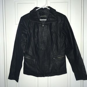 La Nouvelle Renaissance black shirt leather biker coat/jacket